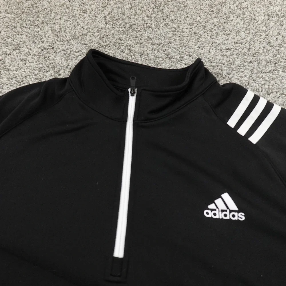 Adidas‎ Pullover Mens L Black 1/4 Zip Golf Long Sleeve Performance Shirt Top Gym